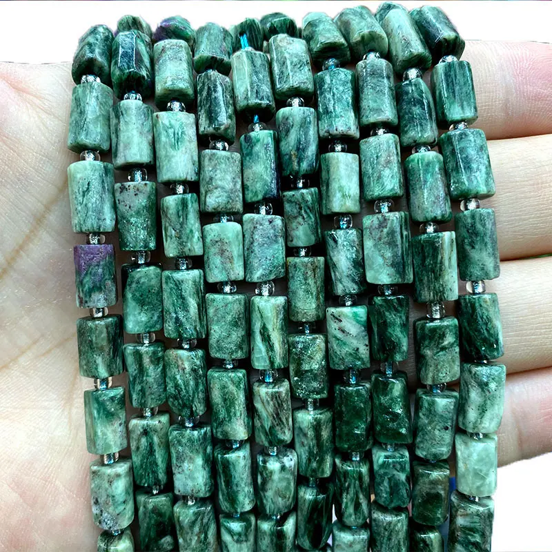 Ywрол 100% натуральный камень, зеленые камни, граненые, искусственные бусины, браслет, ожерелье 6*10 мм 7,5 дюйма