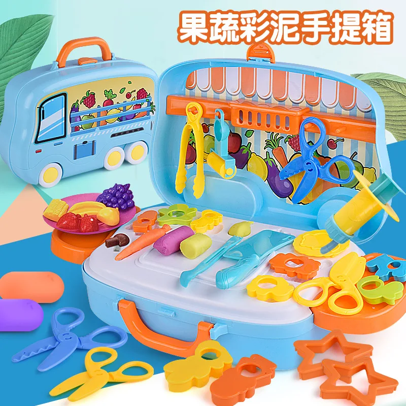 

Children's clay toys can store fruits and vegetables, play house suitcase, children's party play house toys, birthday gift