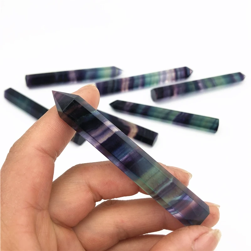 

6.5-7cm natural colored fluorspar hexagonal prism pendant fluorspar crystal pillar 1pc