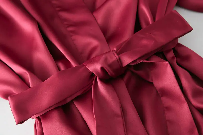 Satin silk Lace Trim Robe for women custom Bridal Wedding bathrobe Bride Bridesmaid kimono robe Sleepwear burgundy robe