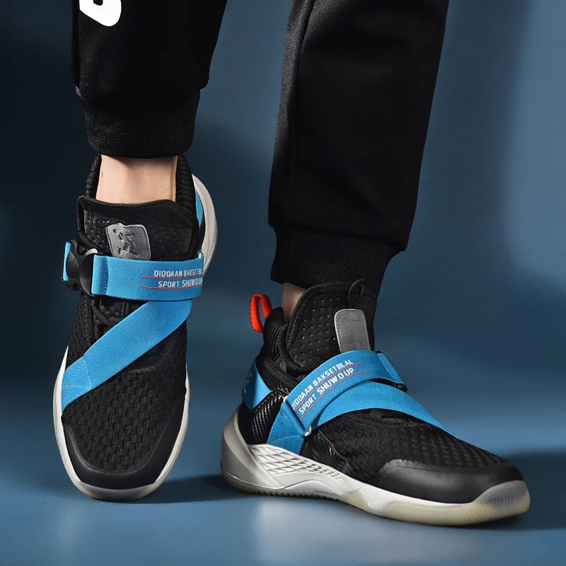High top Buckle Strap Designer Basketball Shoes Men Streetball Culture Outdoor Sports Sneakers Men Breathable High Boots Basket