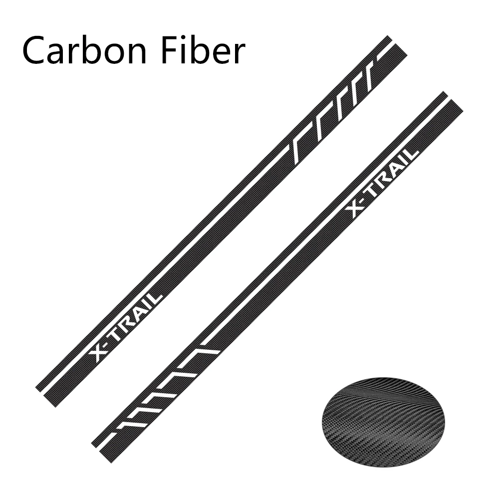 Carbon Fiber 2 шт. автомобильные боковые полосы наклейки для NISSAN X-TRAIL DIY Автомобильная виниловая пленка Стайлинг наклейка украшение автомобиля Принадлежности для тюнинга - Название цвета: Carbon Fiber