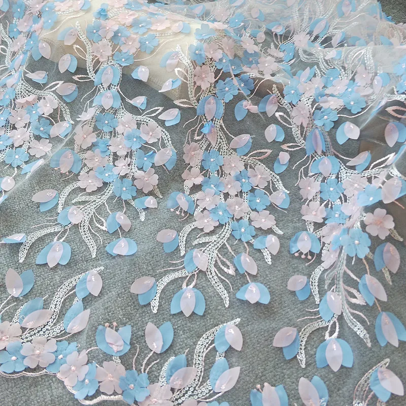 

1Y/лот 3D одежда из шифона с цветами; Кружевное платье с вышивкой ткань для женское платье ткань Аксессуары Украшение домашних штор