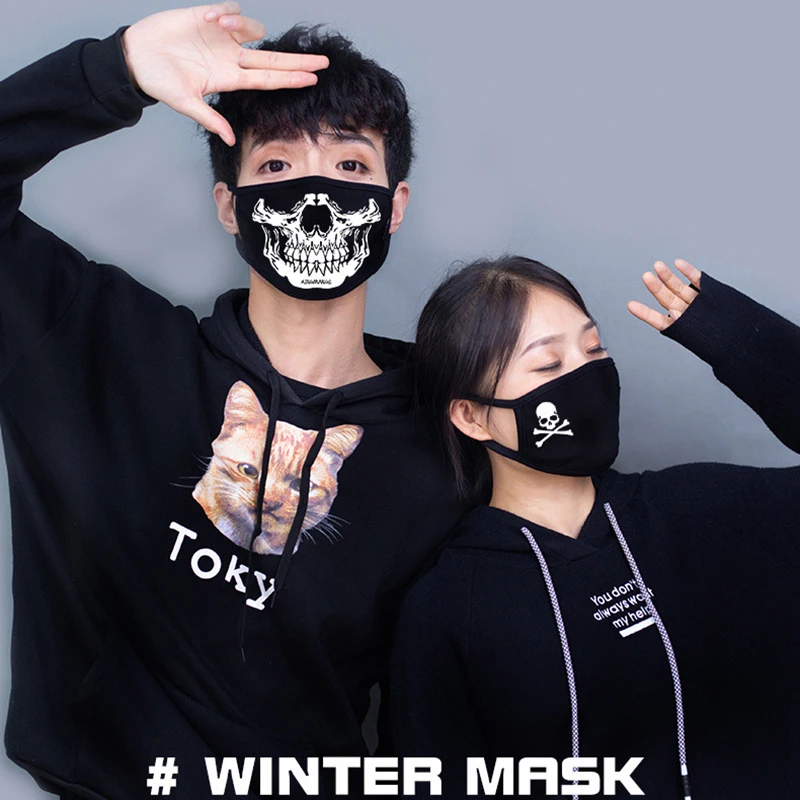 

Luminous Anime Glow-in-dark Cartoon Cosplay Cotton Black Winter Windproof Fluorescence protect Halloween Decoration