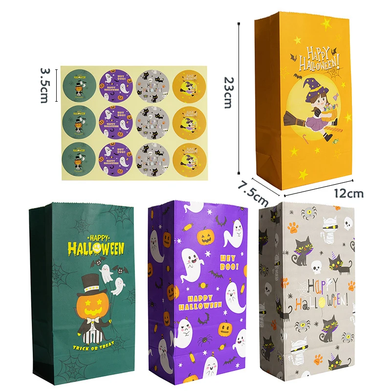 

4pcs New 2021 Halloween Candy Bag Cut Ghost Paper Candy Bag Kids Favor Witch Halloween Decor Trick or Treat Pumpkin Candy Box