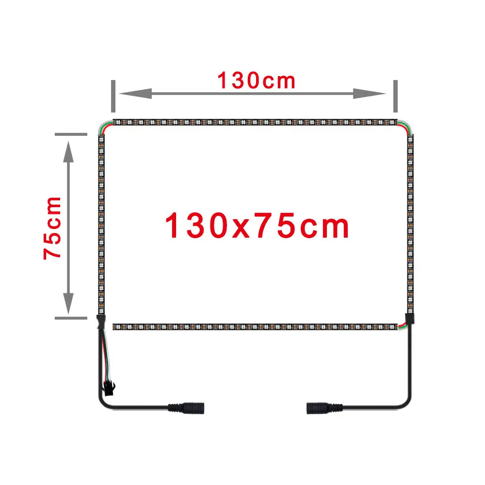 130cmx75cm Ambilight динамическая ТВ ПОДСВЕТКА ДЛЯ 4K HD tv HDMI устройство гибкие Смарт пиксели RGB Светодиодные полосы DC5V Raspberry Pi 40-80 дюймов полный комплект - Испускаемый цвет: 130cmx75cm