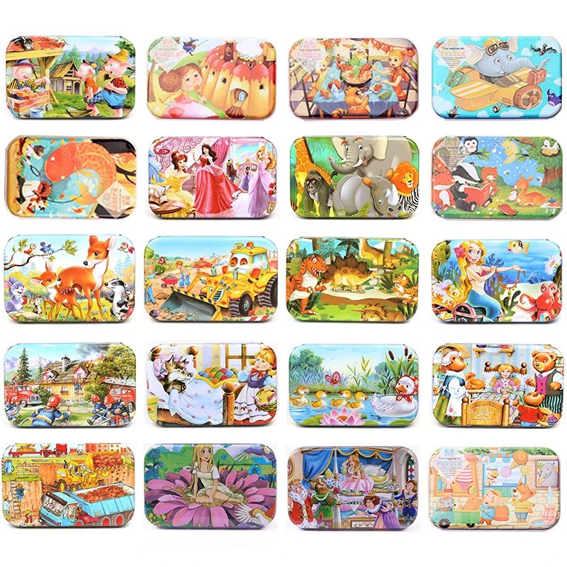 60 шт./компл. деревянные головоломки игрушки для детей креативный железный ящик