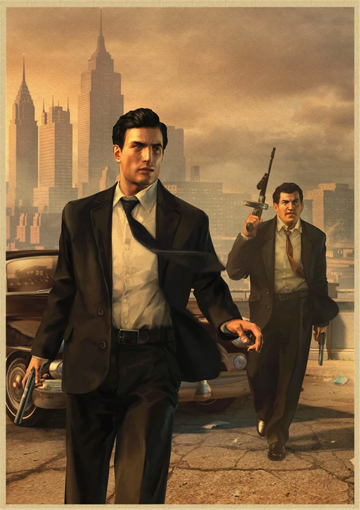 Мафия III Классическая захватывающая игра крафт бумага постер для гостиной