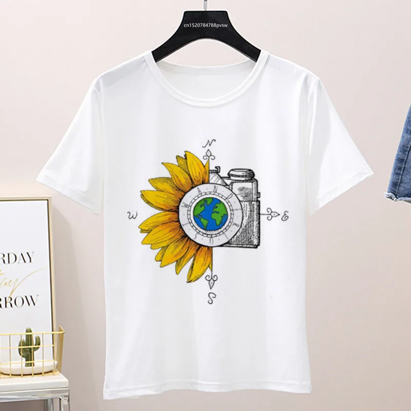 Футболка женская с графическим принтом винтажная рубашка акварельным рисунком