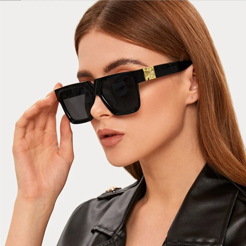 

2021 Square Retro Sunglasses Women Luxury Brand Glasses WomenMen Oversized Sunglasses Women Mirror Oculos De Sol Feminino