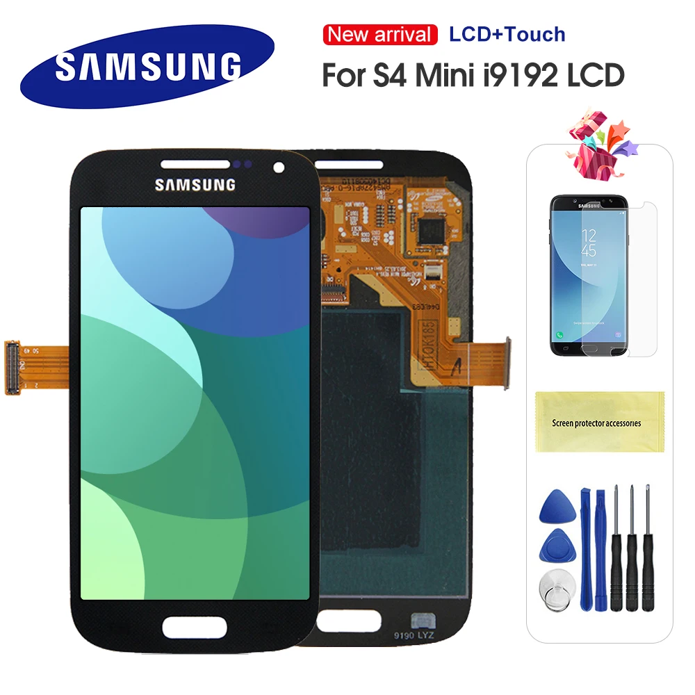 

ЖК-дисплей для Samsung Galaxy S4 Mini I9190 i9192 i9195, ЖК-дисплей, сенсорный экран, дигитайзер, Замена с рамкой