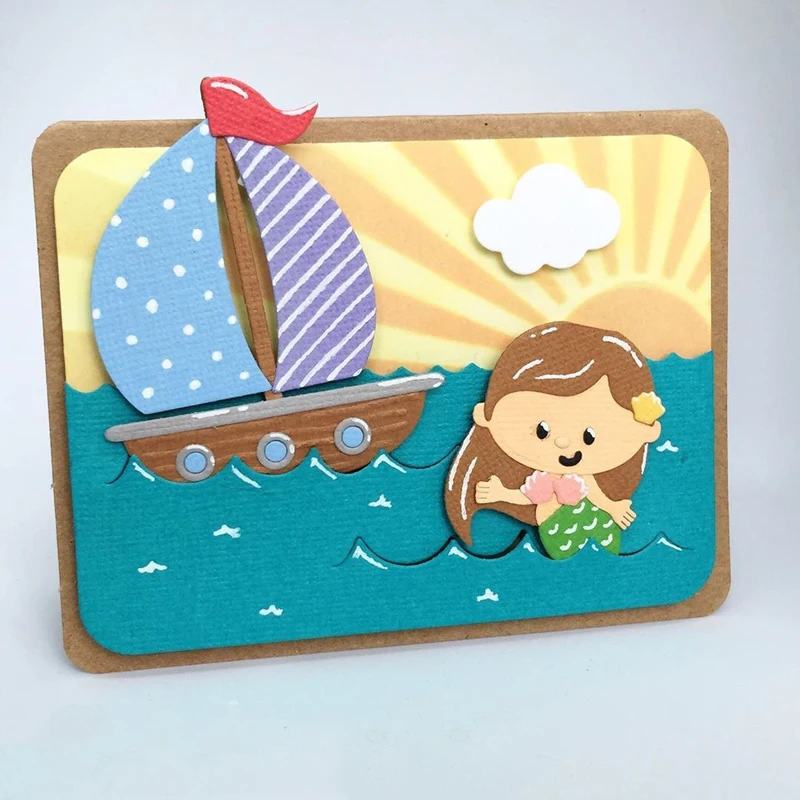 LLove CCraft Mermaid & sailboat новинка 2019 металлические режущие штампы для скрапбукинга