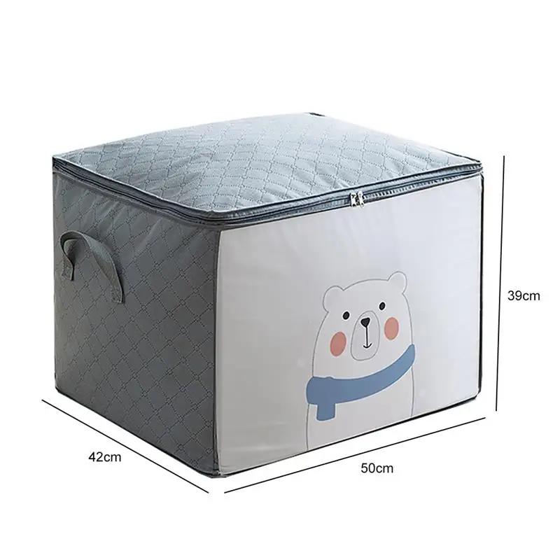 

Portable Clothes Organizer Storage Bag Closet Cartoon Box Folding Pillow Quilt Blanket Wardrobe Case Move Home Accessories