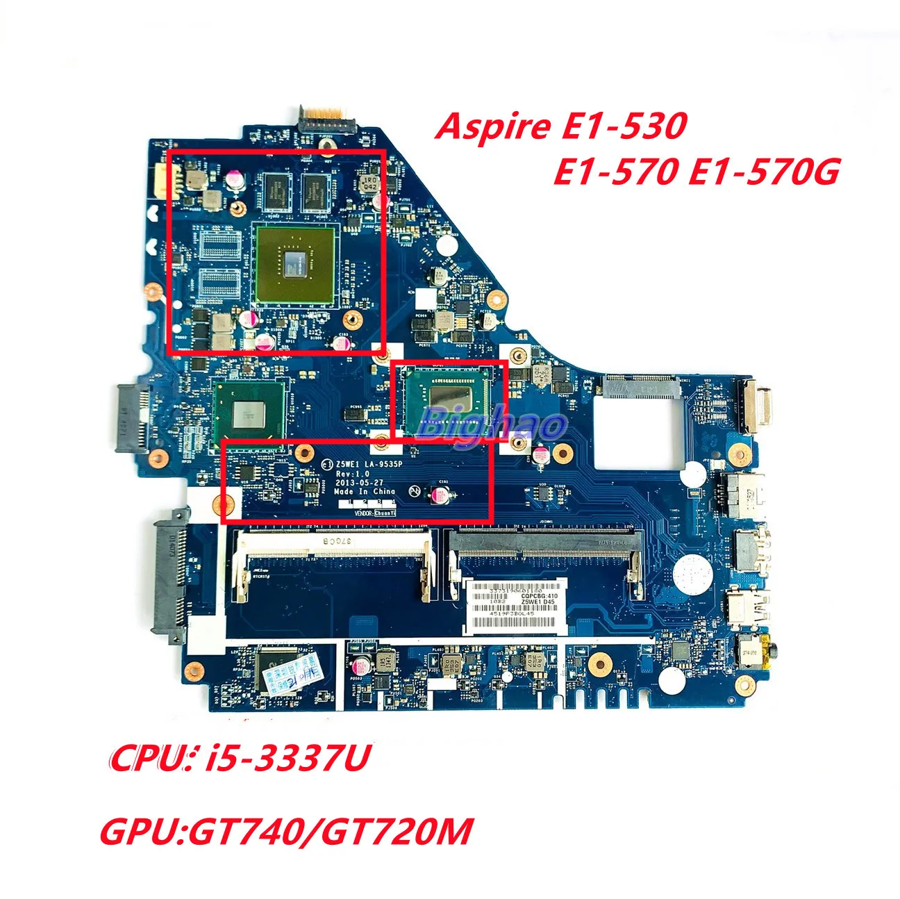 

NB.MEP11.003 For ACER E1-530 E1-570 E1-570G Laptop Motherboard Z5WE1 LA-9535P With i5-3337U CPU GT720/740 GPU 100% OK