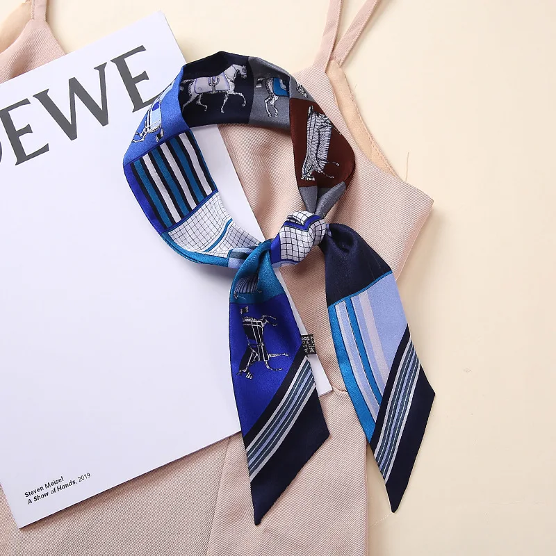 

Роскошный Шелковый женский платок Twilly, Модный женский головной платок, Длинная лента 85*5 см