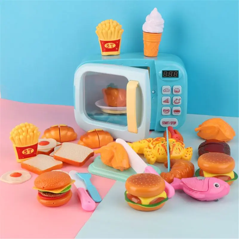 

Microwave Kitchen Play Set with Pretend Play Fake Food - Great for Toddlers Ages 3 and Older - Educational Battery Power