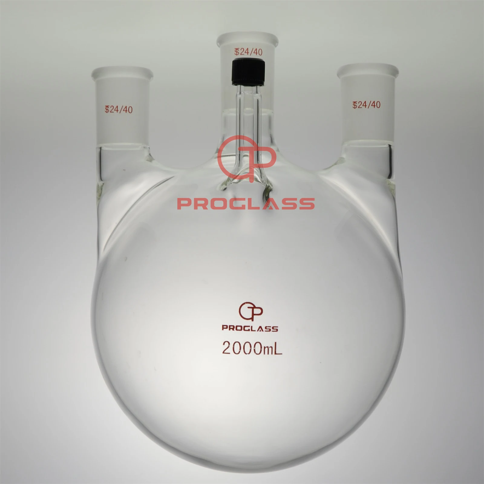 Фляга с четырьмя горлышками и круглым дном резьбовым боковым рычагом 24/40