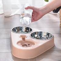 creative 500ml automatic feeder dog cat food bowl pet cat bowl with water fountain double bowl drinking raised stand dish bowls