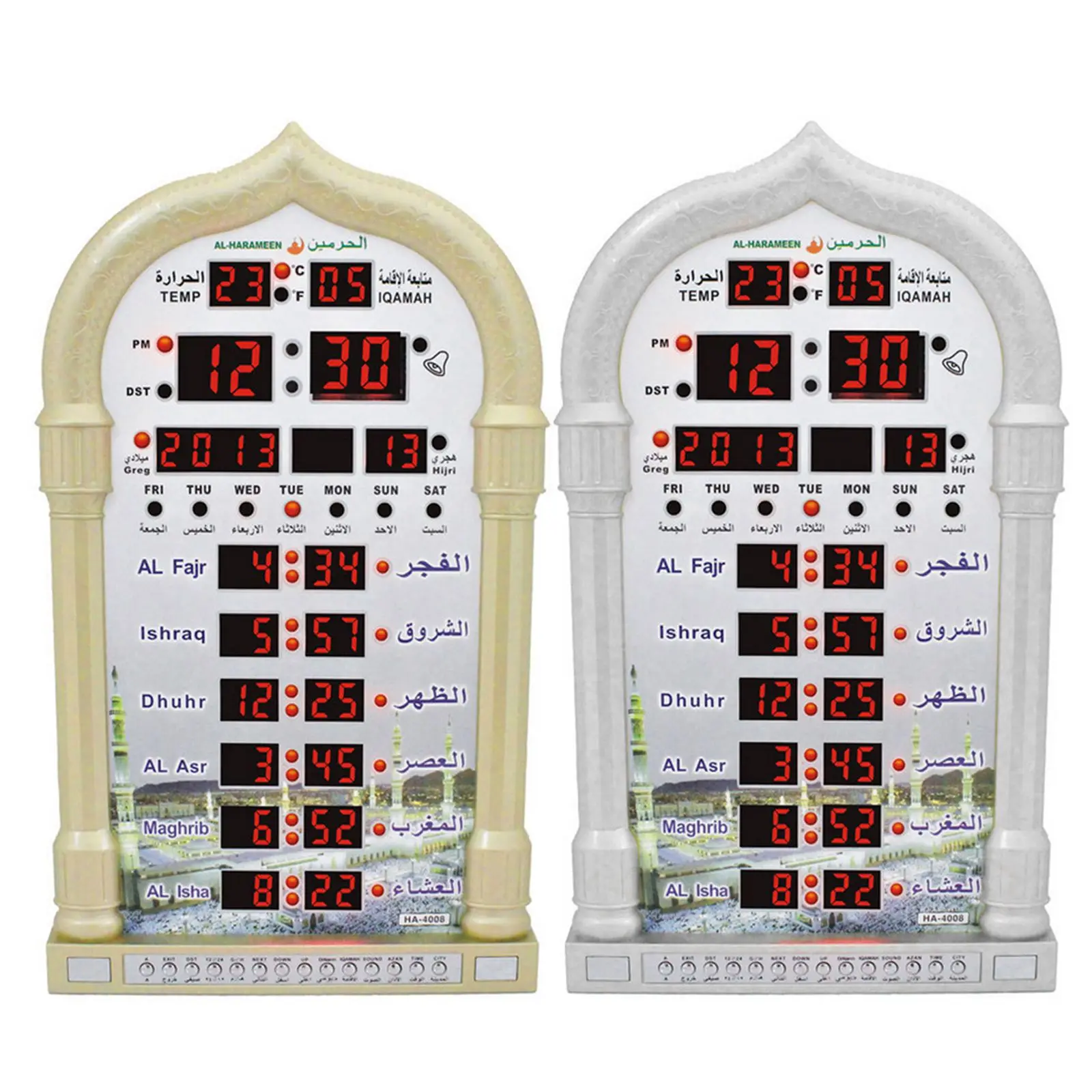 

Plastic 110-240V Wall Calendar Mosque Digital Islamic Clock Muslim Gift Alarm Azan Prayer EU Plug UK Plug Silver Gold