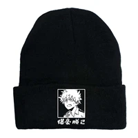 cotton knitted hat my hero academia japanese character print casual streetwear solid cute warm caps 2021 new arrival beret