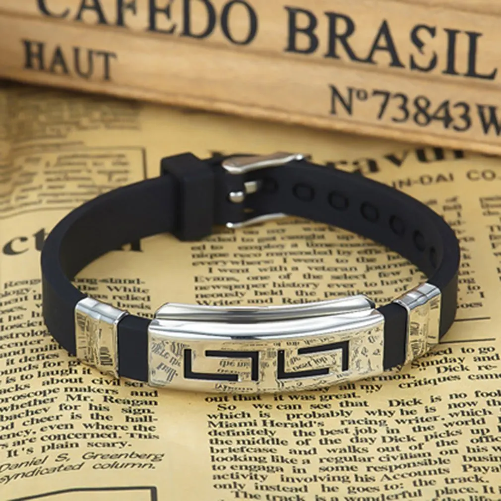 Men Bracelet Stainless Steel Hand Chain Jewelry Silicone Creative Black Trendy Shape Classic Bangle Fashion New 2020 | Украшения и