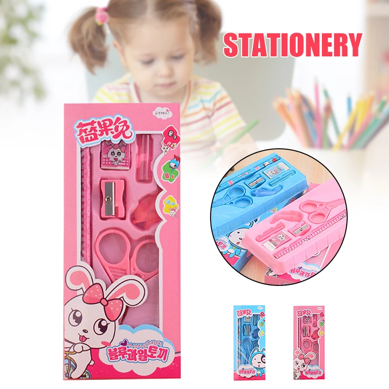 

Portable Stationery Set Practical Pen Eraser Sharpener Scissors Great Gifts for Children Boys Girls Stationery Set Practical Pen