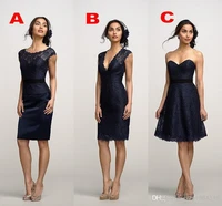 2015 free shipping elegant lace v necksweetheartscoop sheath lace satin short new design three type fashion bridesmaid dresses