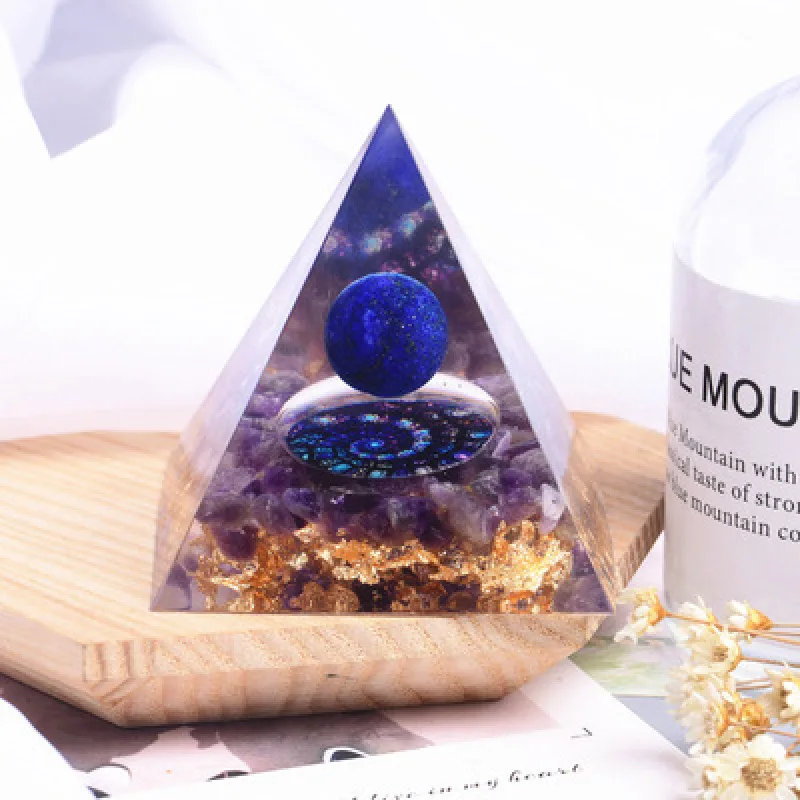 

1 PCS 3D Cube Reiki Organ Pyramid Decoration Seven Chakra Natural Crystal Stone Energy Tower Home Office Feng Shui Decoration