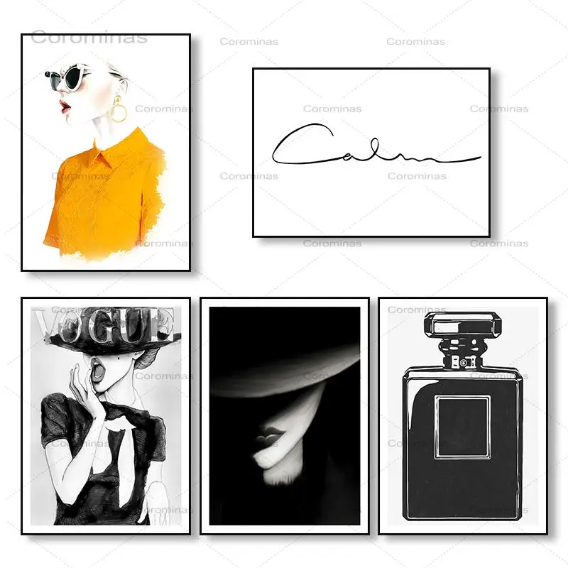 

Fashion Posters Print Sexy Lady Wall Art Cover Magazine Canvas Painting Perfume Home Decoration Girls Room Wall Pictures