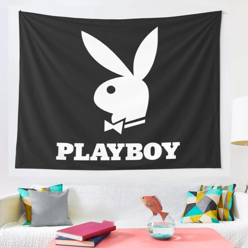 

Hot Sale Cartoon Pattern Kawaii Room Decor Playboy Bunny White Tapestry Blanket Room Decor Wall Decor Tapiz Pared Hogar