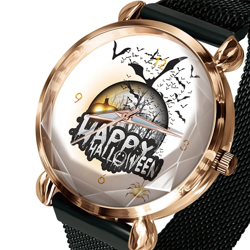 Хэллоуин персонализированные часы DIY любителей Для женщин наручные студийной