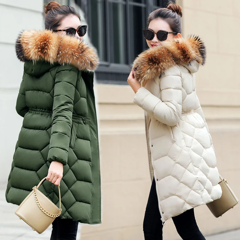 Женская зимняя куртка из натурального меха 2019 средней длины куртки с хлопковой