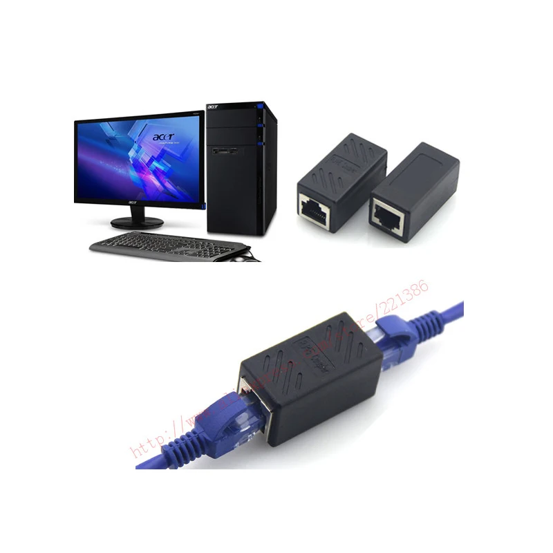 2Pcs Female to two 8P Network Rj45 Adapter 8Pin Ethernet Extension Connector RJ45 one split | Обустройство дома