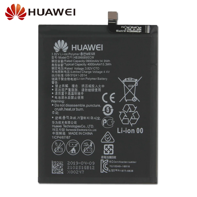 Оригинальная сменная батарея для телефона huawei mate 9 mate 9 Pro Honor 8C Y9 версия HB396689ECW аккумуляторная батарея 4000 мАч