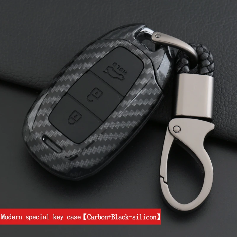 Чехол для ключей из углеродного волокна с 3 кнопками Hyundai Fista Ix35 Grandeur Ig Accent Santa Fe Verna