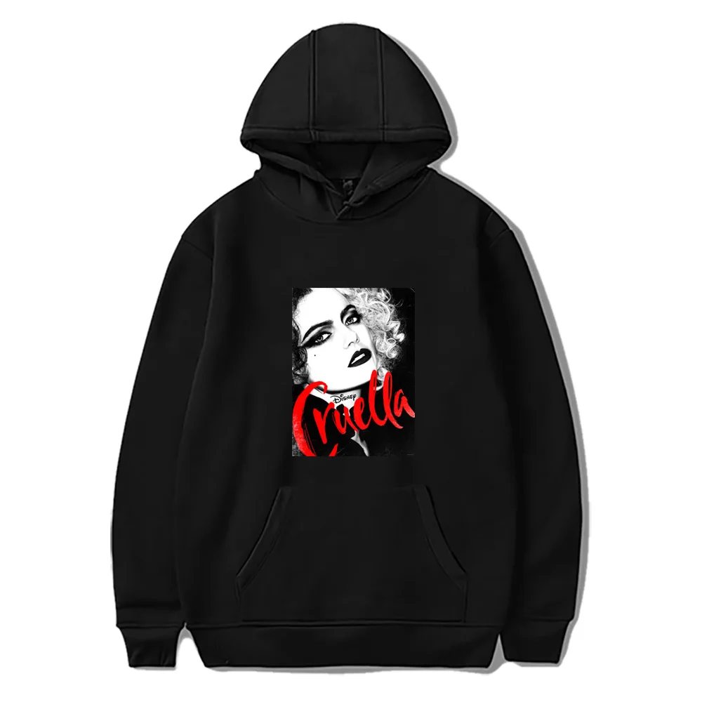 Fashion Cruella Print Hoodie Long Sleeve Hooded Casual Street Sweatshirt