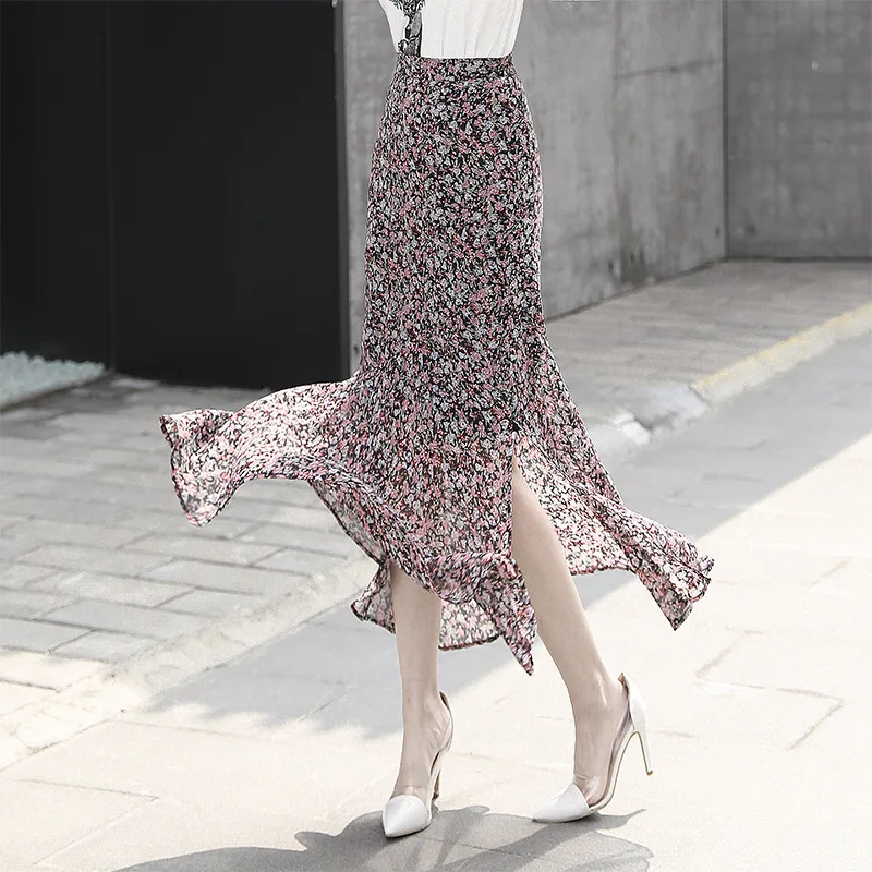 Женская длинная юбка-годе с поясом на резинке и высокой талией | одежда