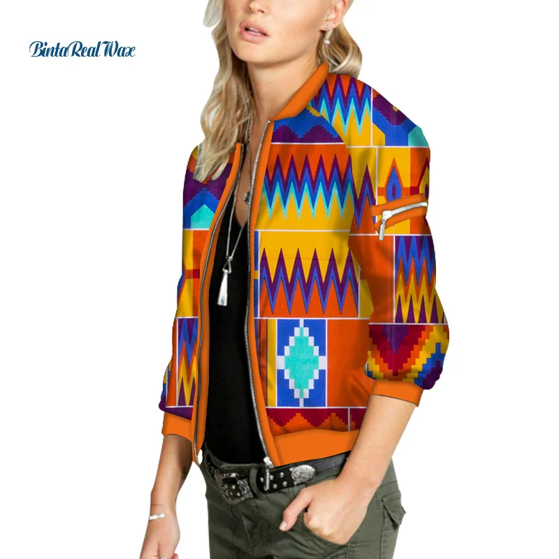 Африканский Воск для печати Курточка бомбер на молнии шнуровке в стиле ретро