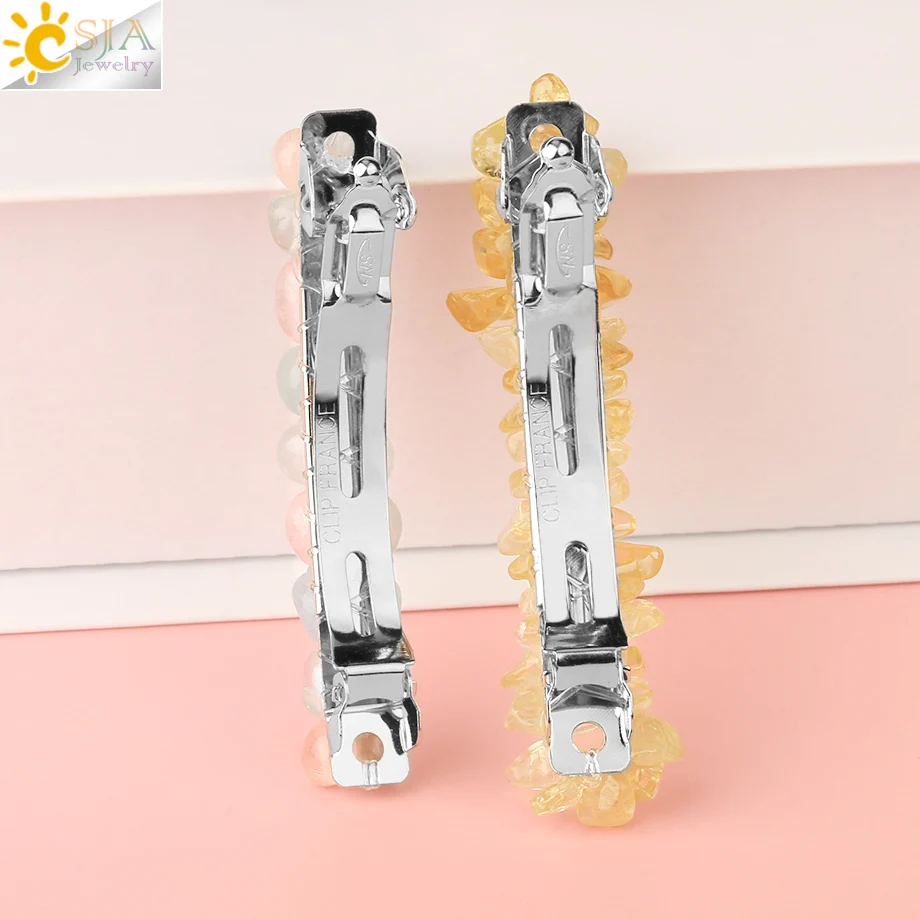 Заколка для волос CSJA с натуральным кристаллом женщин и девочек необычная заколка