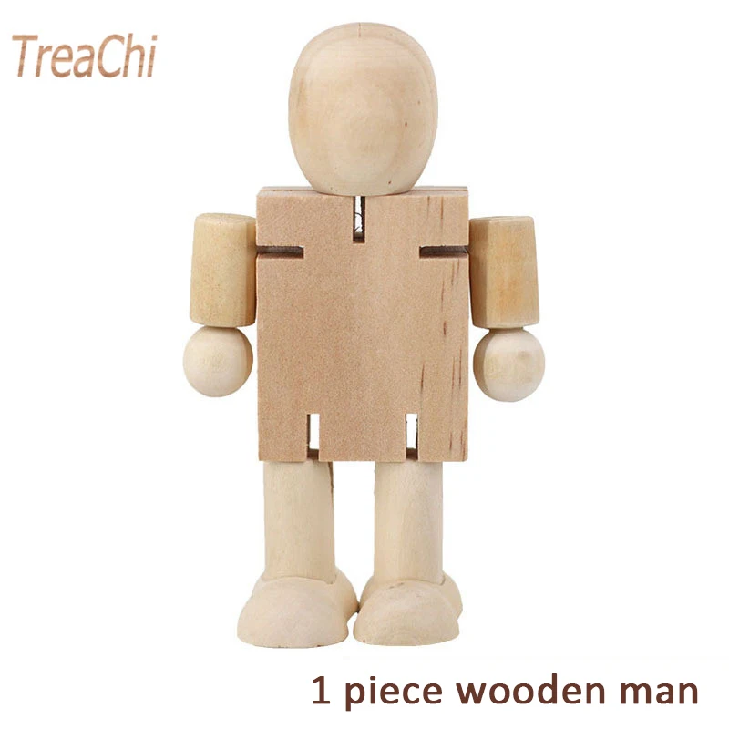 DIY живопись граффити деревянная фигурка вращение регулирование деревянный Робот