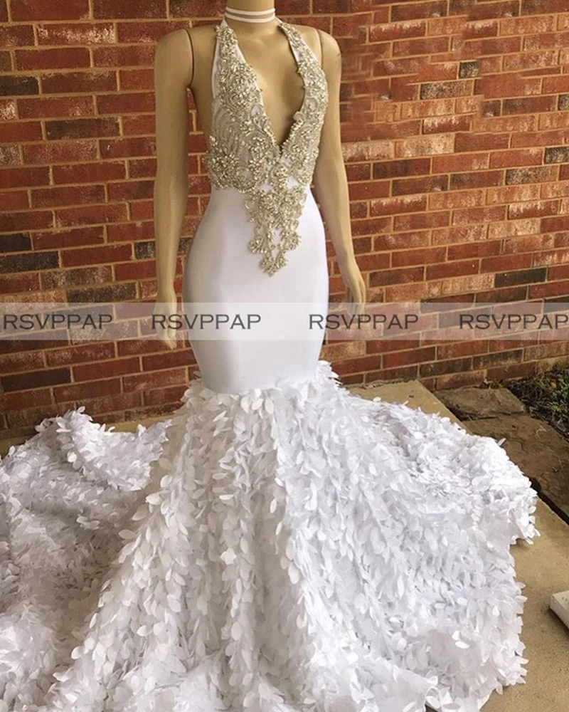 Белые длинные платья для выпускного вечера 2020 Элегантные на бретельках с