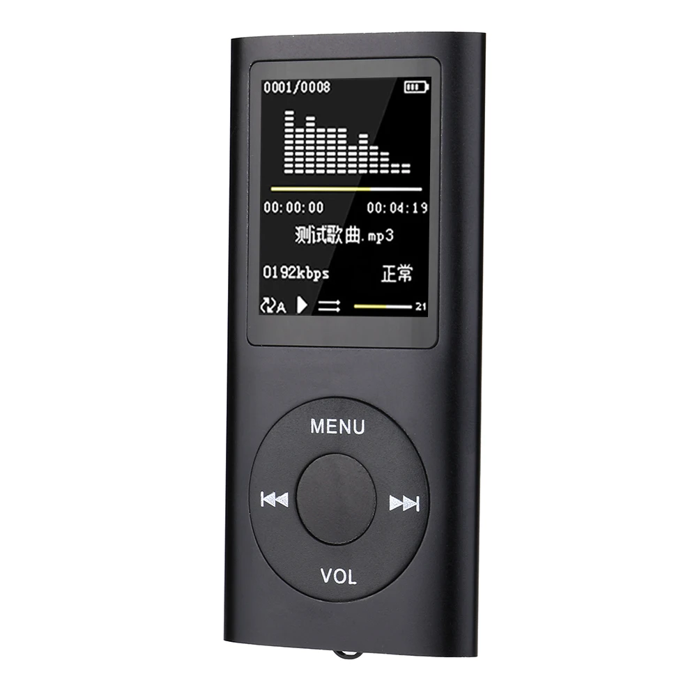 4 поколения Классический 1,8 дюймов MP4 плеер HD видео разъем TF карта MP3 с FM радио Электронная книга Запись Поддержка нескольких языков - Цвет: Black