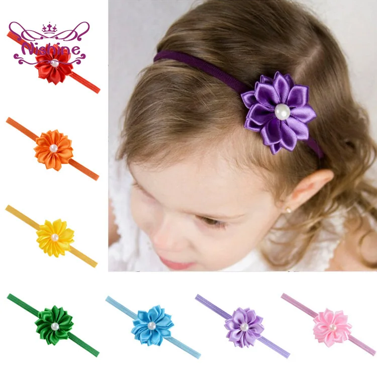 

Nishine 16 Colors 3.8 CM Pointed Lotus Headband Baby Girls Handmade Pearl Flower Elastic Hairband Infant Headwear Birthday Gifts