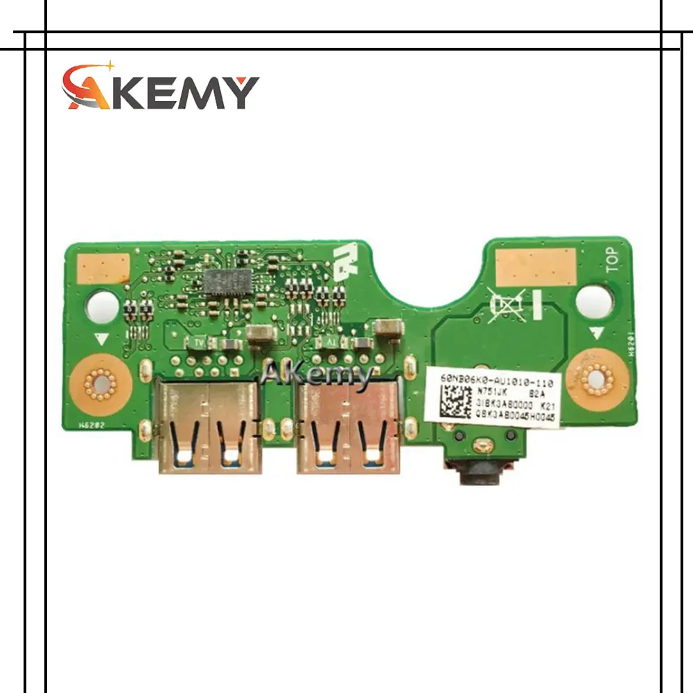 

Akemy N751JK _ IO Плата REV2.0 для For Asus N751 N751J N751JK N751JX N751JV ноутбук аудио usb IO Плата интерфейса Бесплатная доставка