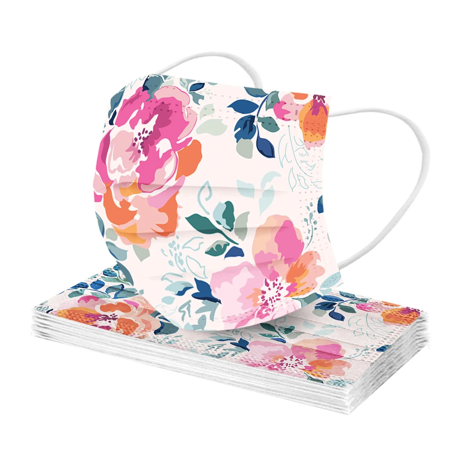 10 шт. модная одноразовая маска для лица женщин стильный дизайн с цветочным узором