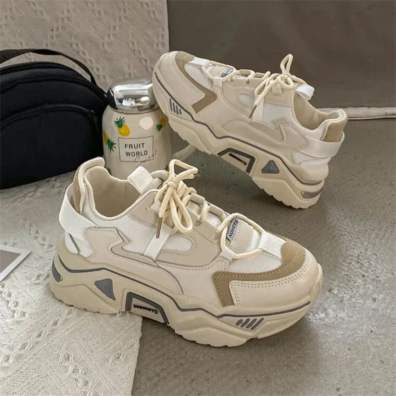 Кроссовки женские на платформе Вулканизированная подошва кроссовки в Корейском