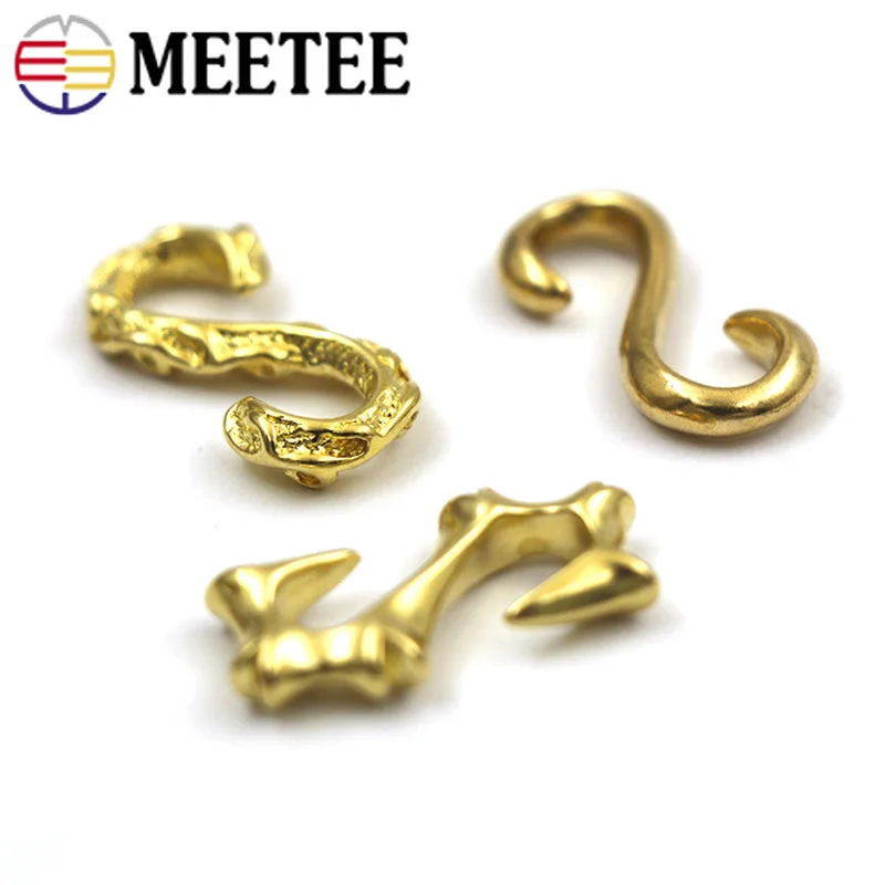 Meetee 5 шт. твердая латунь s образный крюк металлические пряжки брелок кошелек