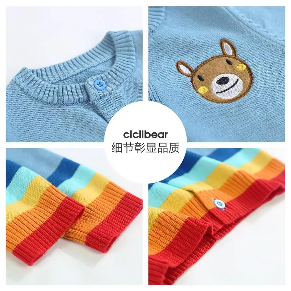 Cicibear хлопковый свитер для маленьких мальчиков и девочек на весну осень