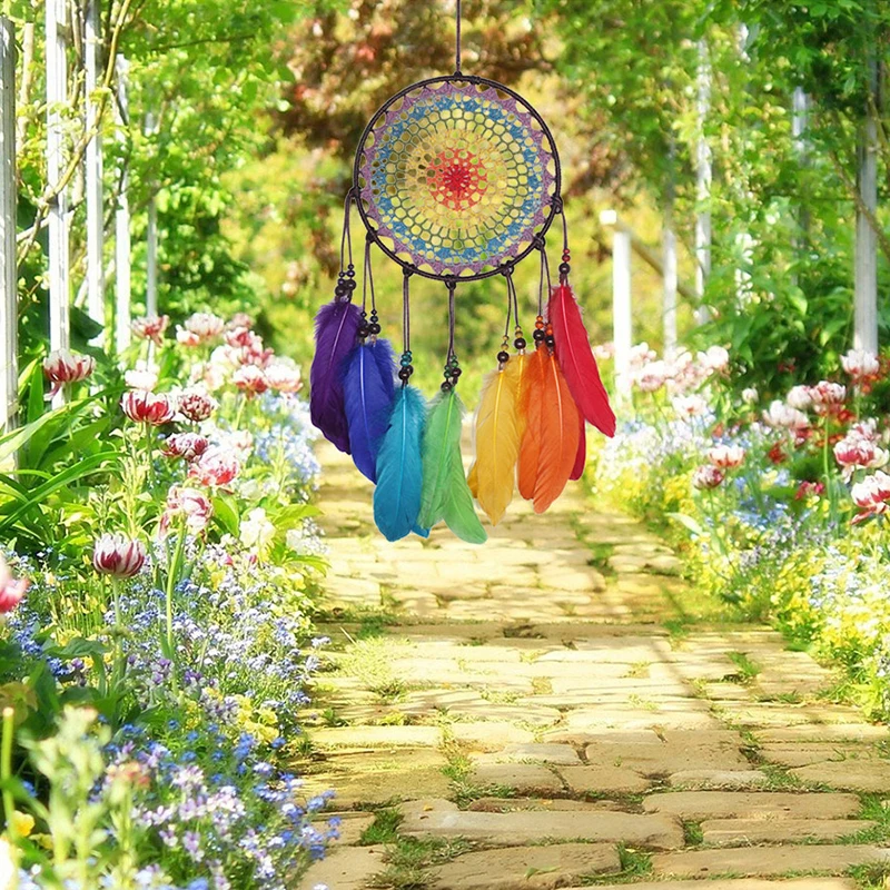 20 см винтажный домашний Декор Ретро Ловец снов из перьев круглые перья настенный