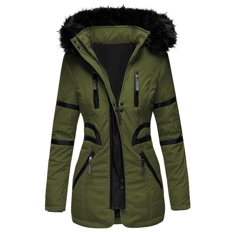 Демисезонный куртка Женская парка пальто меховой воротник обтягивающий жакет